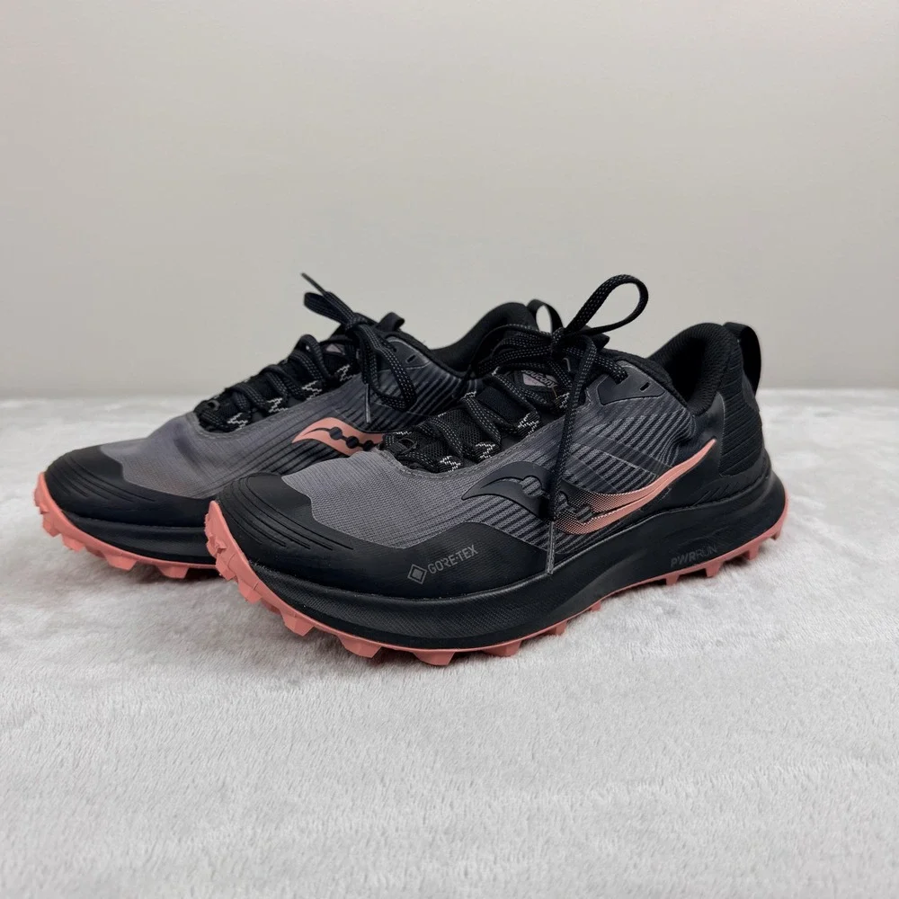 Saucony Peregrine 12 GTX Trail Running Shoes Women's‎ 8.5 Black Pink Gore-Tex